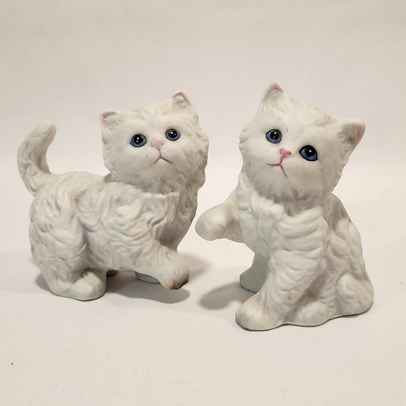 Homco Other - Pair Vintage Homco White Kittens Cat Figurines W/ Blue Eyes‎ Taiwan 1970s Cute